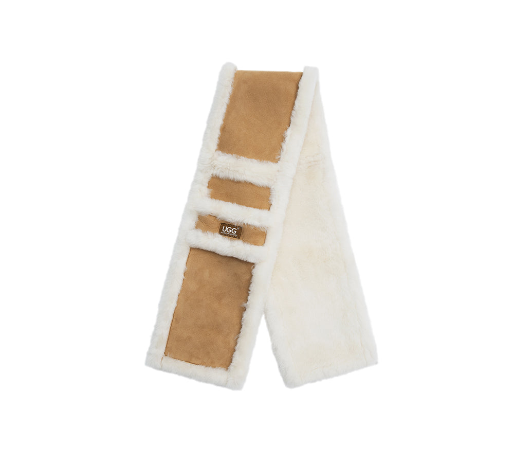 Fluffy Sheepskin Wool Shearling Lined Scarf Puni