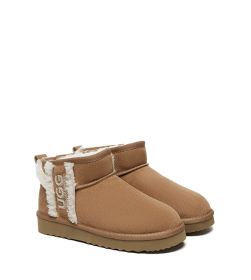 UGG Boots Sheepskin Wool Shearling Lined Ankle Ultra Mini Darby - Huakoa
